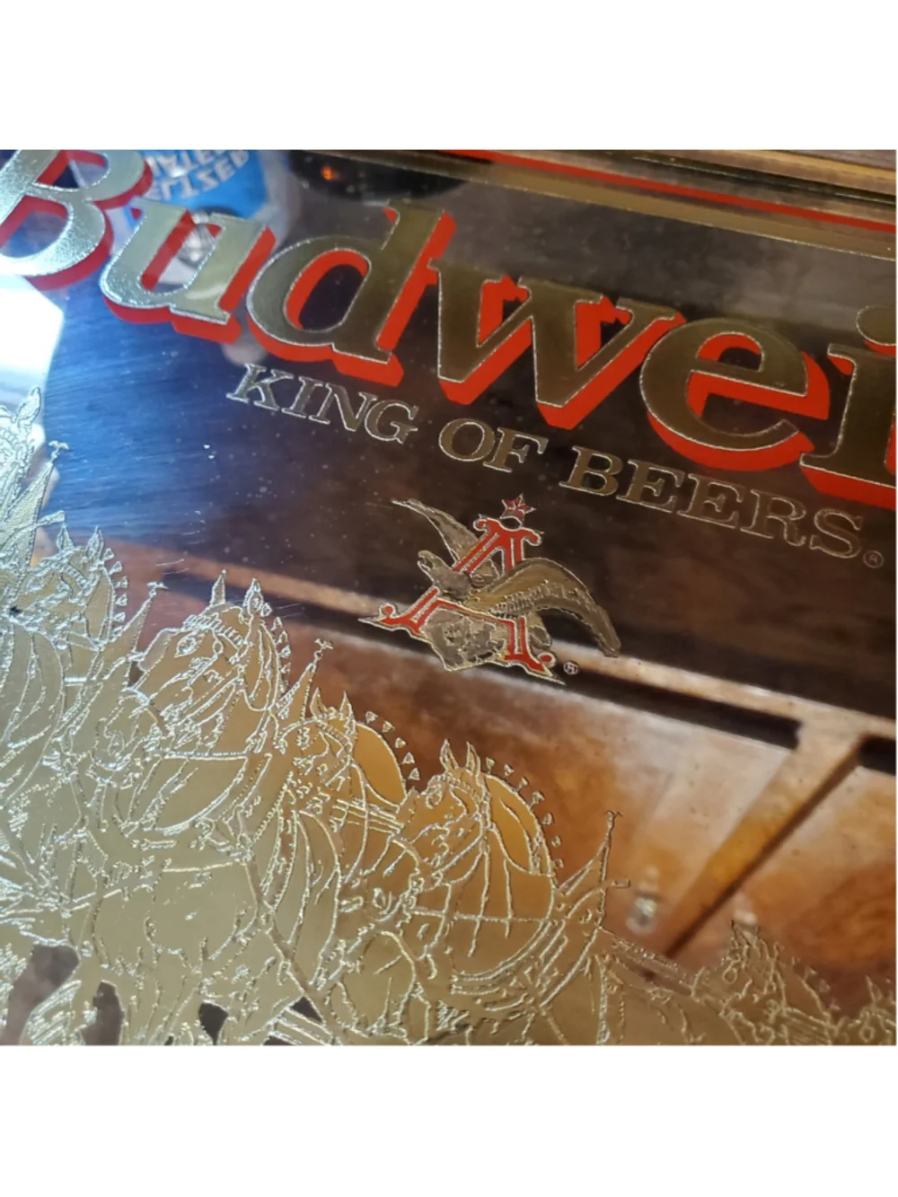 Vintage Busweiser Beer Bar Mirror Foil Sign Wall Art